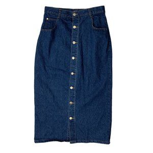 VTG Starwear Redefined Womens Y2K Button Front Denim Skirt Size 13/14 Blue Jean